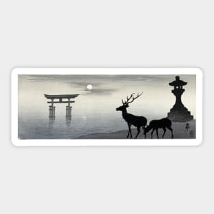 Landscape with torii and deer Sticker